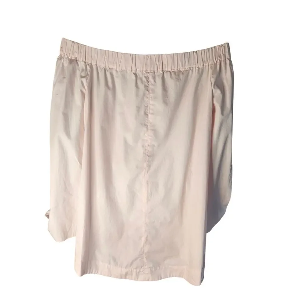 Free‎ People Bohemian Off Shoulder Pink Top Sz SM Adjustable Tie Cuffs